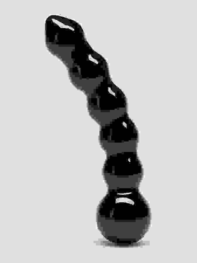 Lovehoney Beaded Sensual Glass Dildo 7 Inch, Black, hi-res